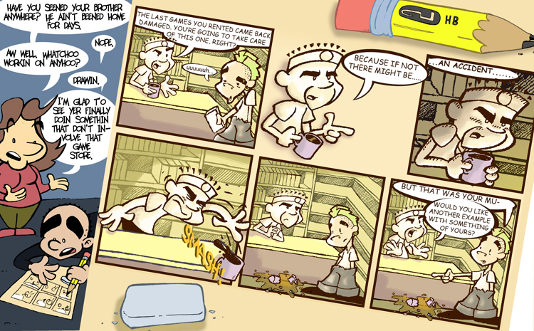 This was the original strip I drew to audition to draw this comic. Including it here was my attempt to include it without admitting I drew it. Ew.